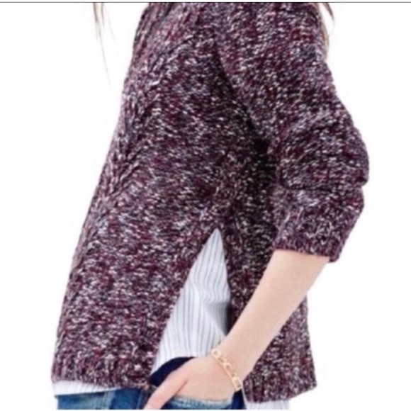 Madewell Firelight Marled Pullover Wool Alpaca Sweater Burgundy Chunky Winter - Picture 2 of 15